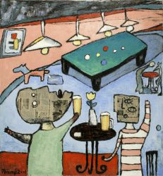 
Billiards, 2001, silicone on canvas, 120 x 110cm