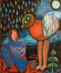  Woman and a bird II, 2010, oil on canvas, 120 x 100 cm